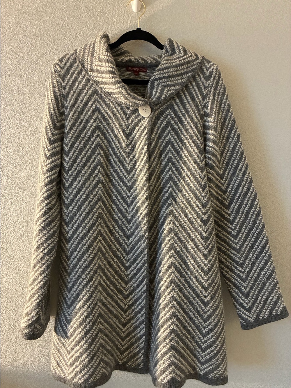 Betty Betty Firenze Women's Gray Chevron Swing Sweater Coat XL